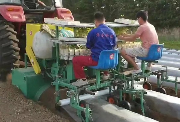 雙壟旋耕起壟施肥開穴移栽澆水覆膜一體機